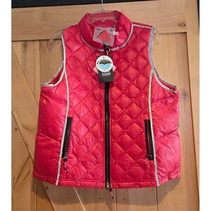NWT My Anorak Women XL Zip Down Puffer Vest Packable Red Silver Metallic Quilted